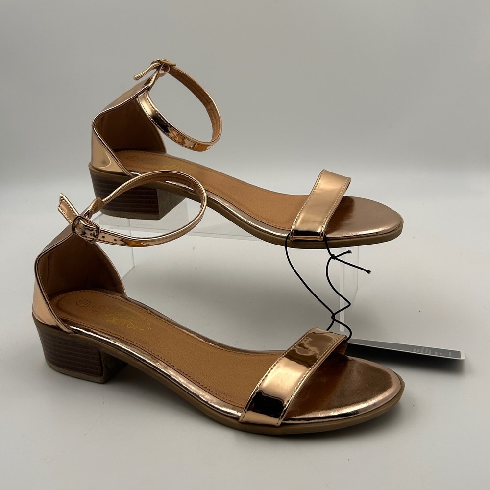 Charles Albert Sandal Women 9 Rose Gold Metallic Block Heel NEW-17322 Glam Party
